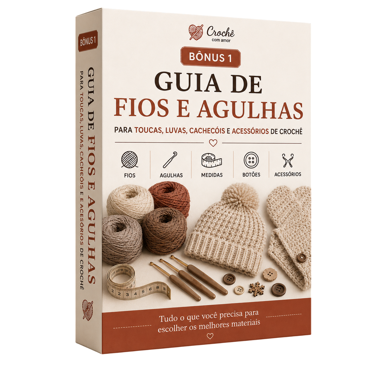 Mockup Guia de Fios e Agulhas Para Peças de Inverno em Crochê